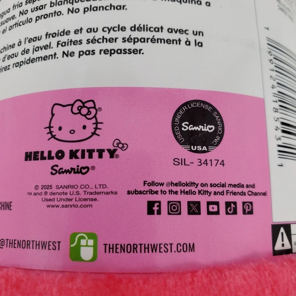 Sanrio Hello Kitty Sweet Bug‎ Silky Soft Throw Blanket Pink 46in x 60in Cozy New